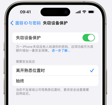 恒山苹果手机维修分享iOS17'失窃设备保护'功能是什么？ 