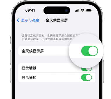 恒山苹果15预约维修分享iPhone15如何设置全天候显示屏幕可见 